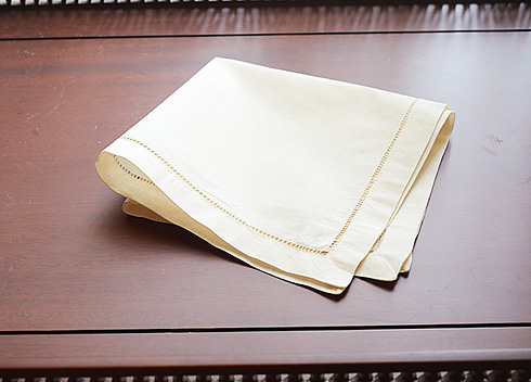 Hemstitch Handkerchief with Almond Milk Colored - Click Image to Close